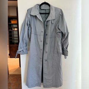Vintage London Fog Gray Trench Coat 12R Classic Rain Jacket Minimalist Chic